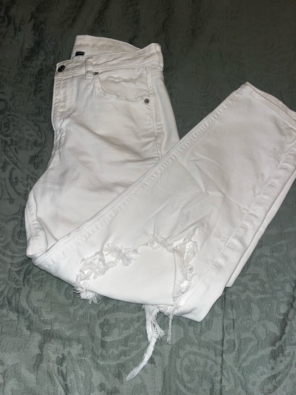 American Eagle white wide leg jeans.